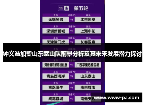 钟义浩加盟山东泰山队前景分析及其未来发展潜力探讨