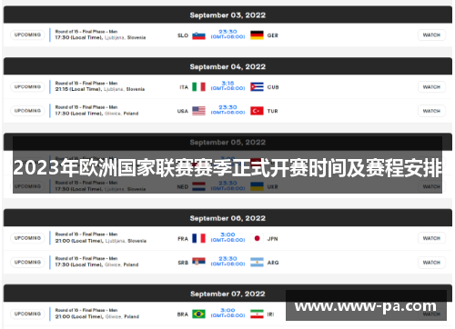2023年欧洲国家联赛赛季正式开赛时间及赛程安排