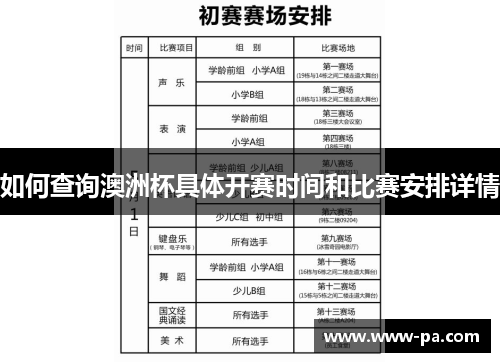 如何查询澳洲杯具体开赛时间和比赛安排详情